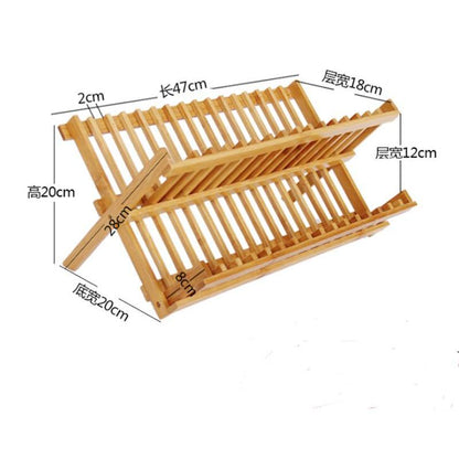 Collapsible Bamboo Dish Drying Rack, 2-Tier by HitMyNeed