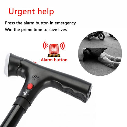 Collapsible LED Walking Cane with Alarm & Quad Base by HitMyNeed