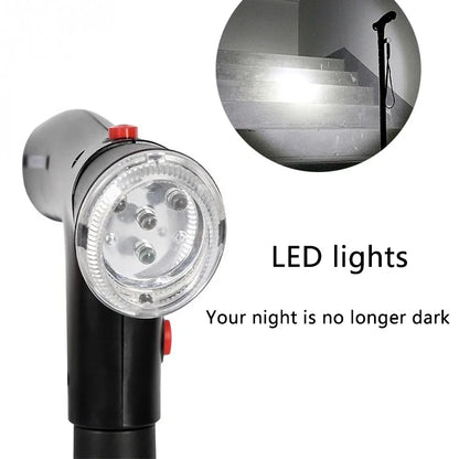Collapsible LED Walking Cane with Alarm & Quad Base by HitMyNeed