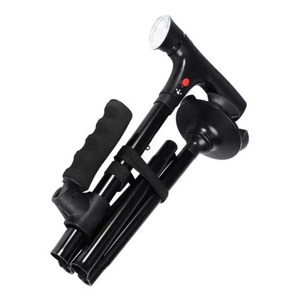 Collapsible LED Walking Cane with Alarm & Quad Base by HitMyNeed