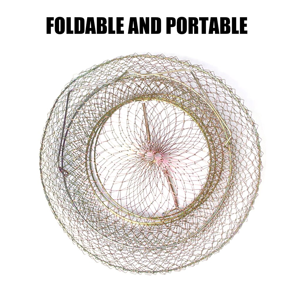 Collapsible Metal Wire Fishing Cage Basket by HitMyNeed