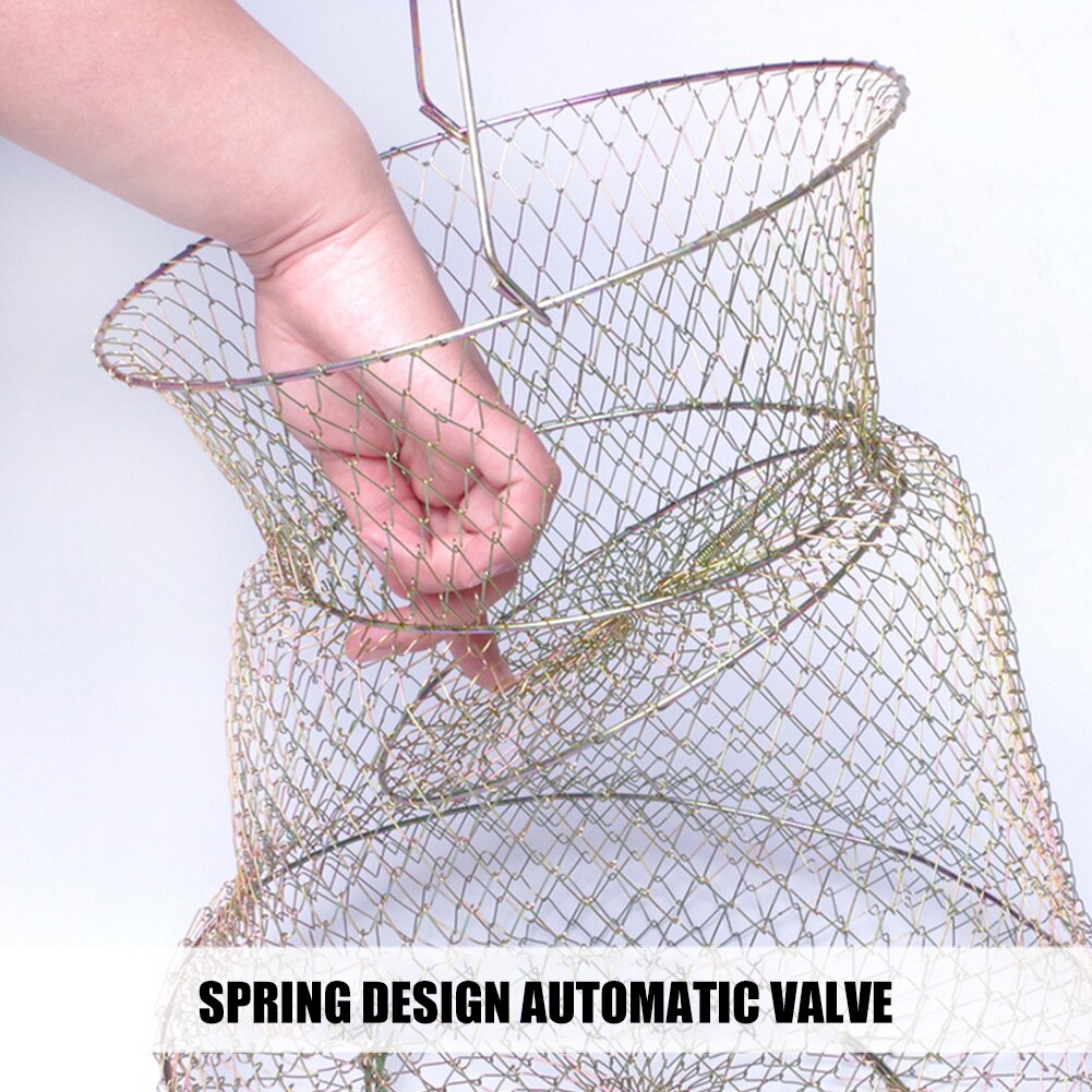Collapsible Metal Wire Fishing Cage Basket by HitMyNeed