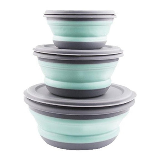 Collapsible Salad Bowl Set with Leakproof Lids (3pcs) by HitMyNeed