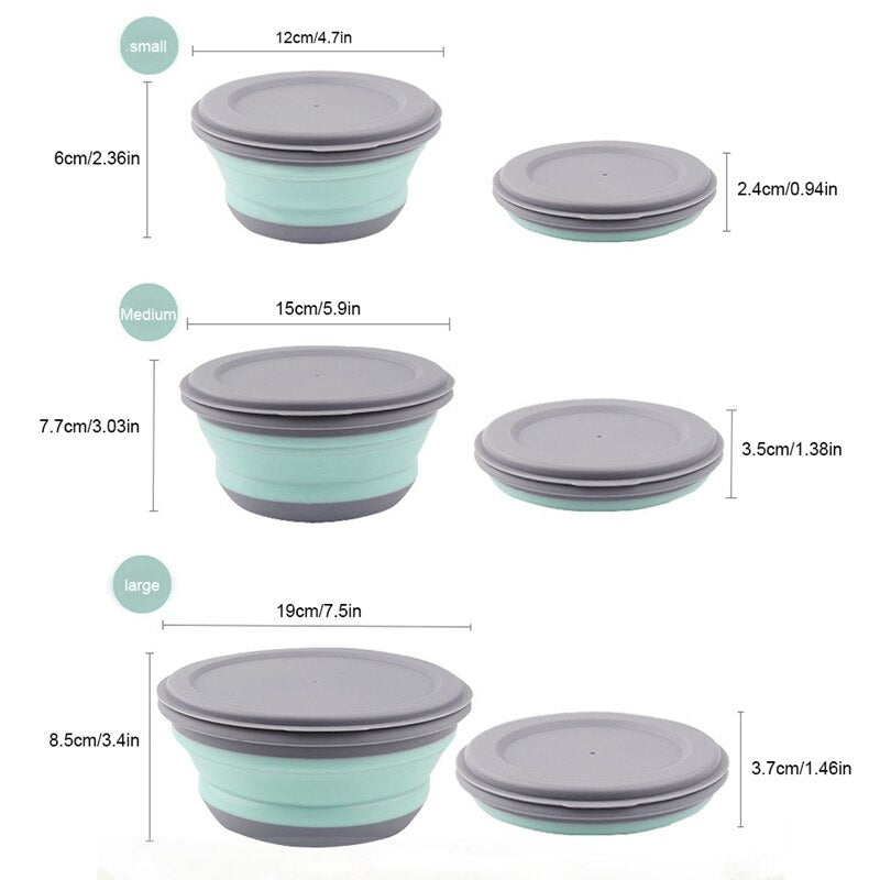 Collapsible Salad Bowl Set with Leakproof Lids (3pcs) by HitMyNeed