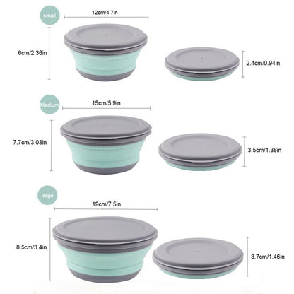 Collapsible Salad Bowl Set with Leakproof Lids (3pcs) by HitMyNeed