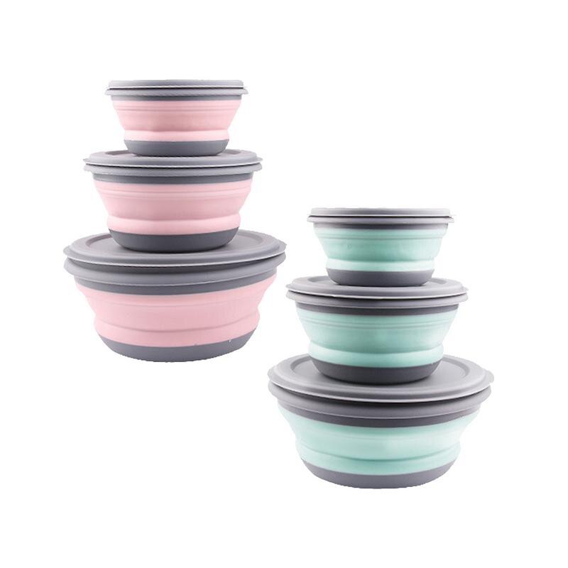 Collapsible Salad Bowl Set with Leakproof Lids (3pcs) by HitMyNeed