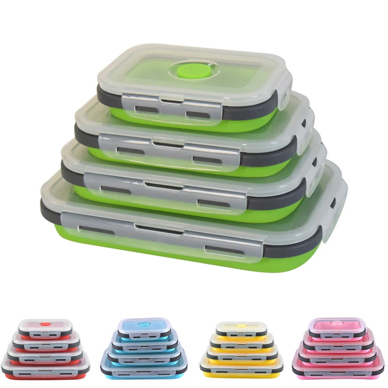 Collapsible Silicone Bento Lunch Box, 4 Sizes by HitMyNeed