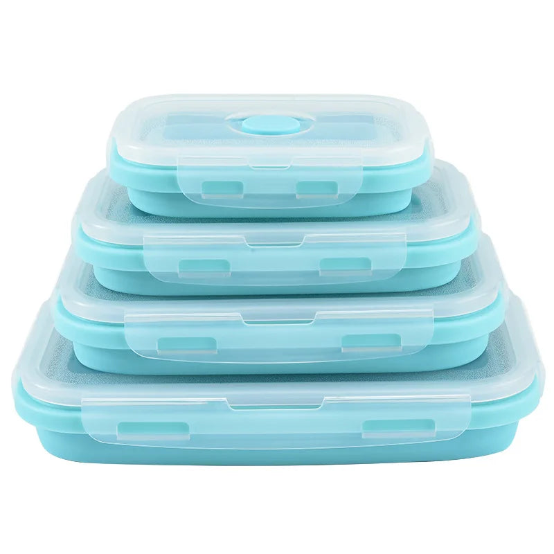 Collapsible Silicone Bento Lunch Box, 4 Sizes blue 800ml by HitMyNeed