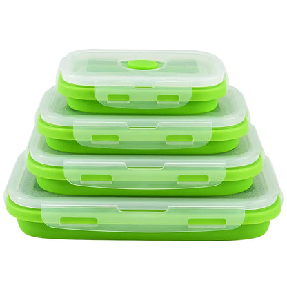 Collapsible Silicone Bento Lunch Box, 4 Sizes greeen 800ml by HitMyNeed