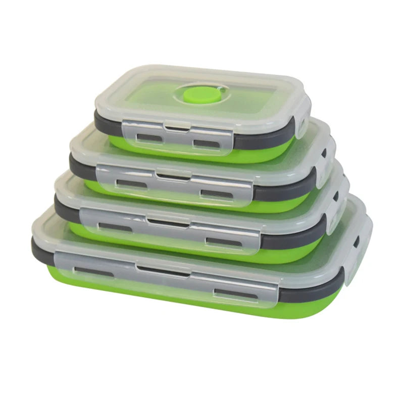 Collapsible Silicone Bento Lunch Box, 4 Sizes grey-green 800ml by HitMyNeed