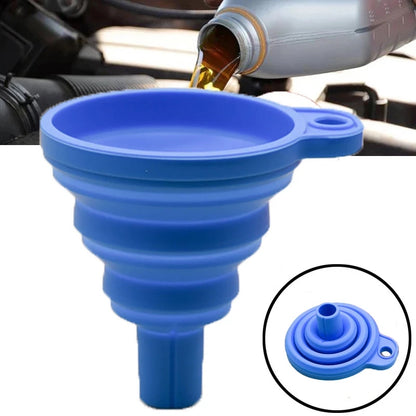 Collapsible Silicone Car & Kitchen Oil Funnel big blue by HitMyNeed