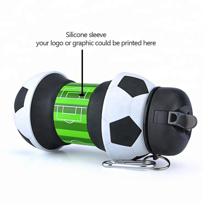 Collapsible Silicone Football Water Bottle 550ml by HitMyNeed