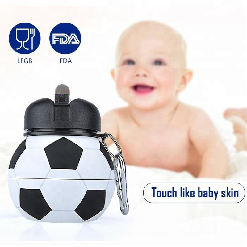 Collapsible Silicone Football Water Bottle 550ml by HitMyNeed