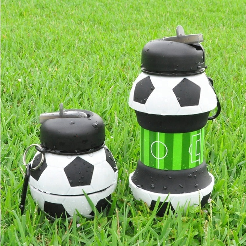 Collapsible Silicone Football Water Bottle 550ml by HitMyNeed