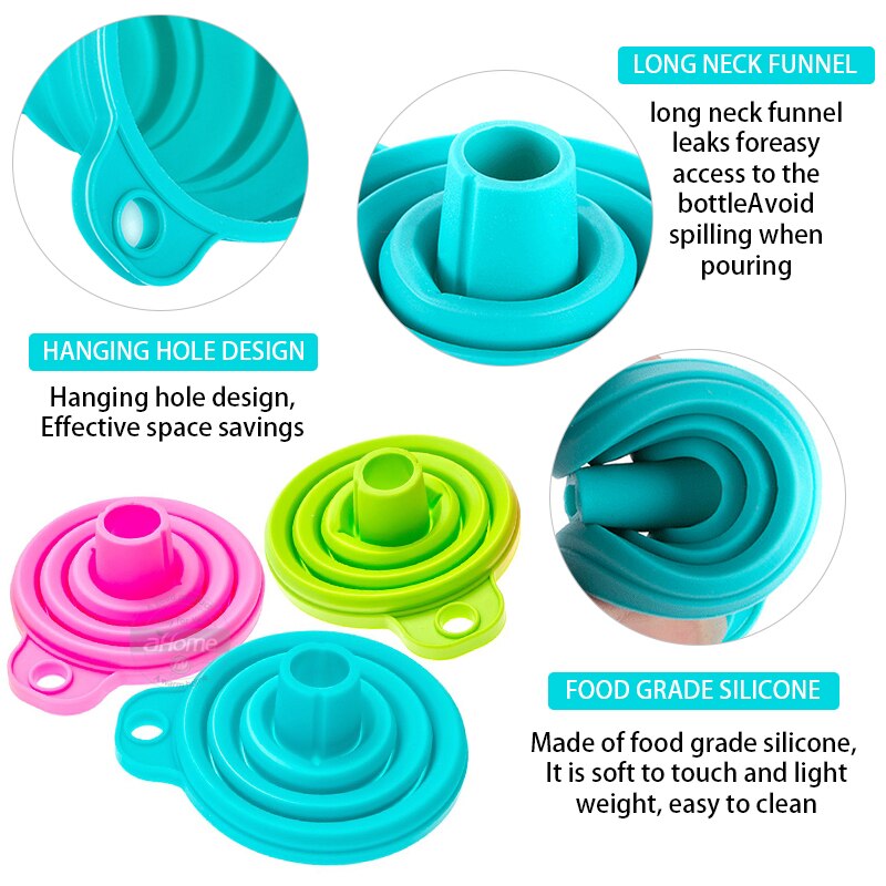 Collapsible Silicone Funnel for Kitchen and Travel by HitMyNeed