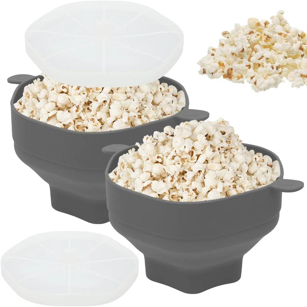 Collapsible Silicone Microwave Popcorn Bowl with Lid by HitMyNeed
