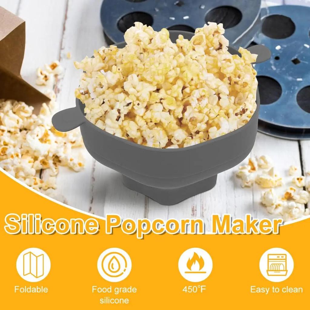 Collapsible Silicone Microwave Popcorn Bowl with Lid by HitMyNeed
