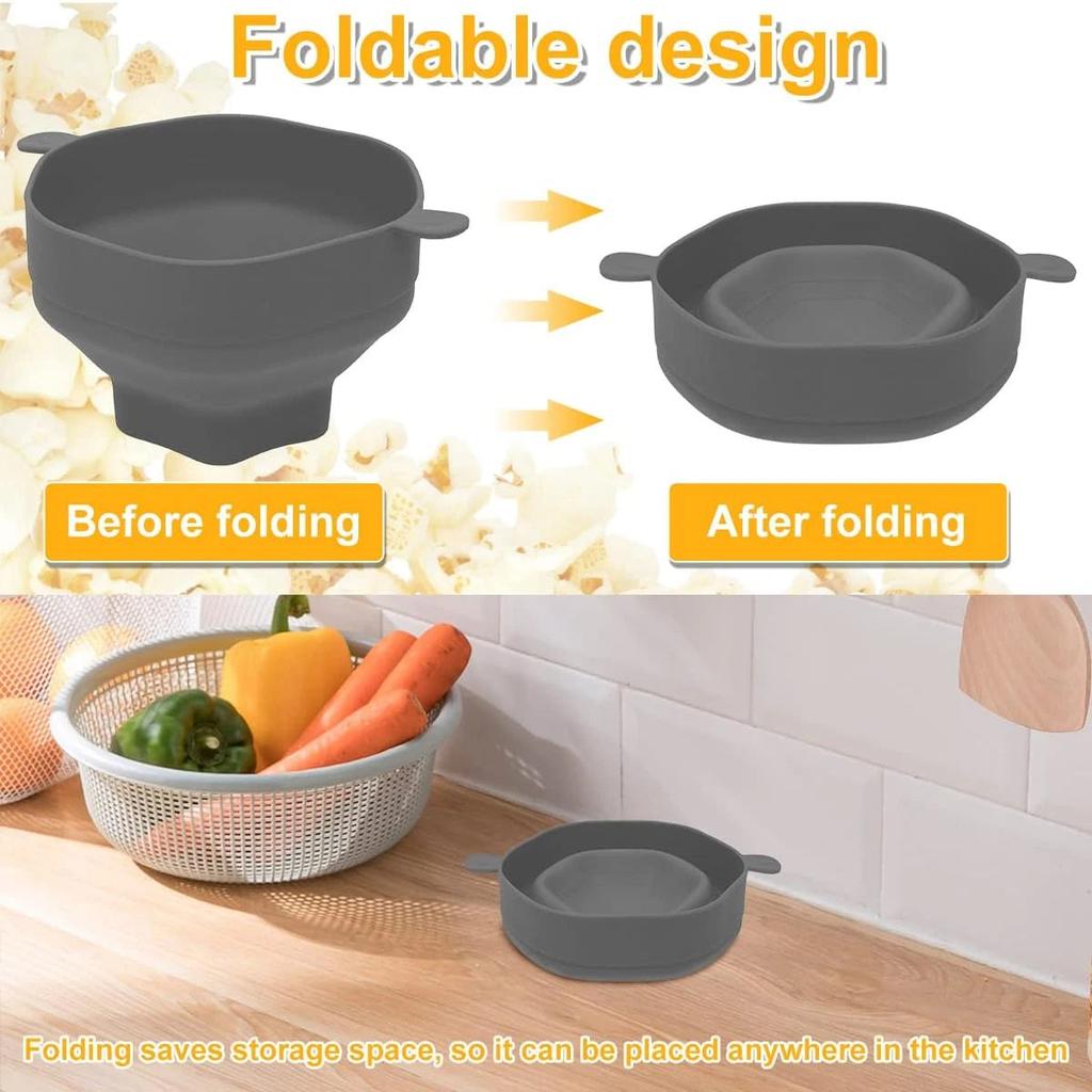 Collapsible Silicone Microwave Popcorn Bowl with Lid by HitMyNeed