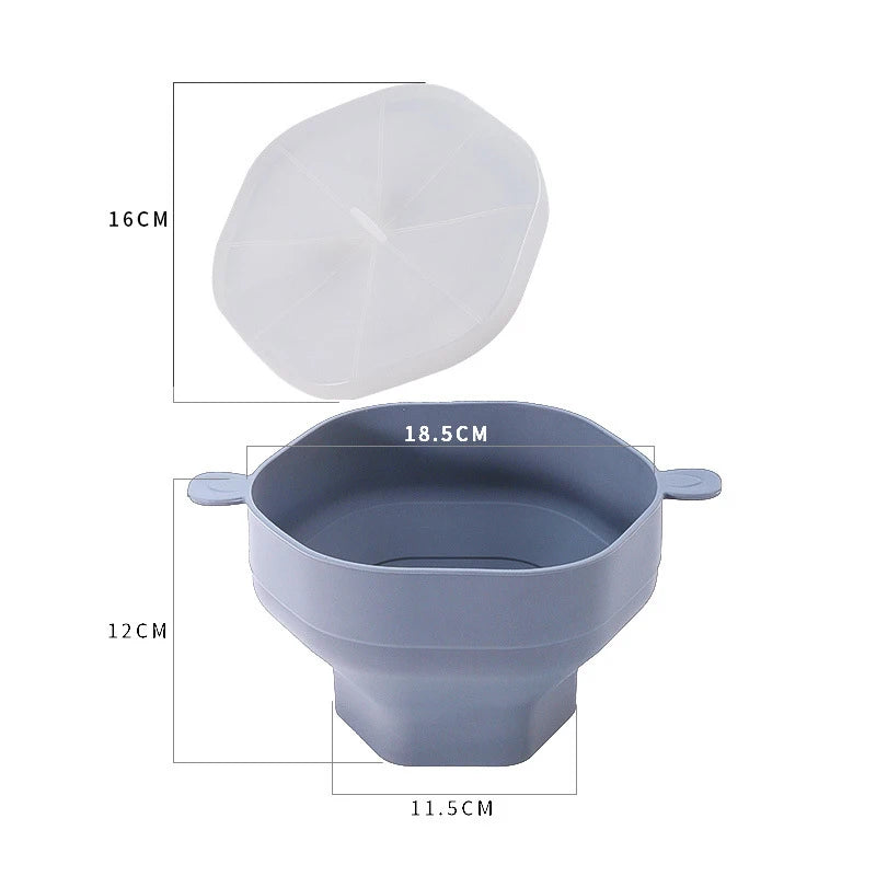 Collapsible Silicone Microwave Popcorn Bowl with Lid gray by HitMyNeed