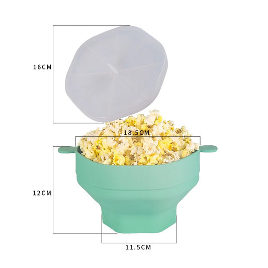 Collapsible Silicone Microwave Popcorn Bowl with Lid green by HitMyNeed