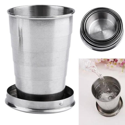 Collapsible Stainless Steel Camping Cup 75ml by HitMyNeed