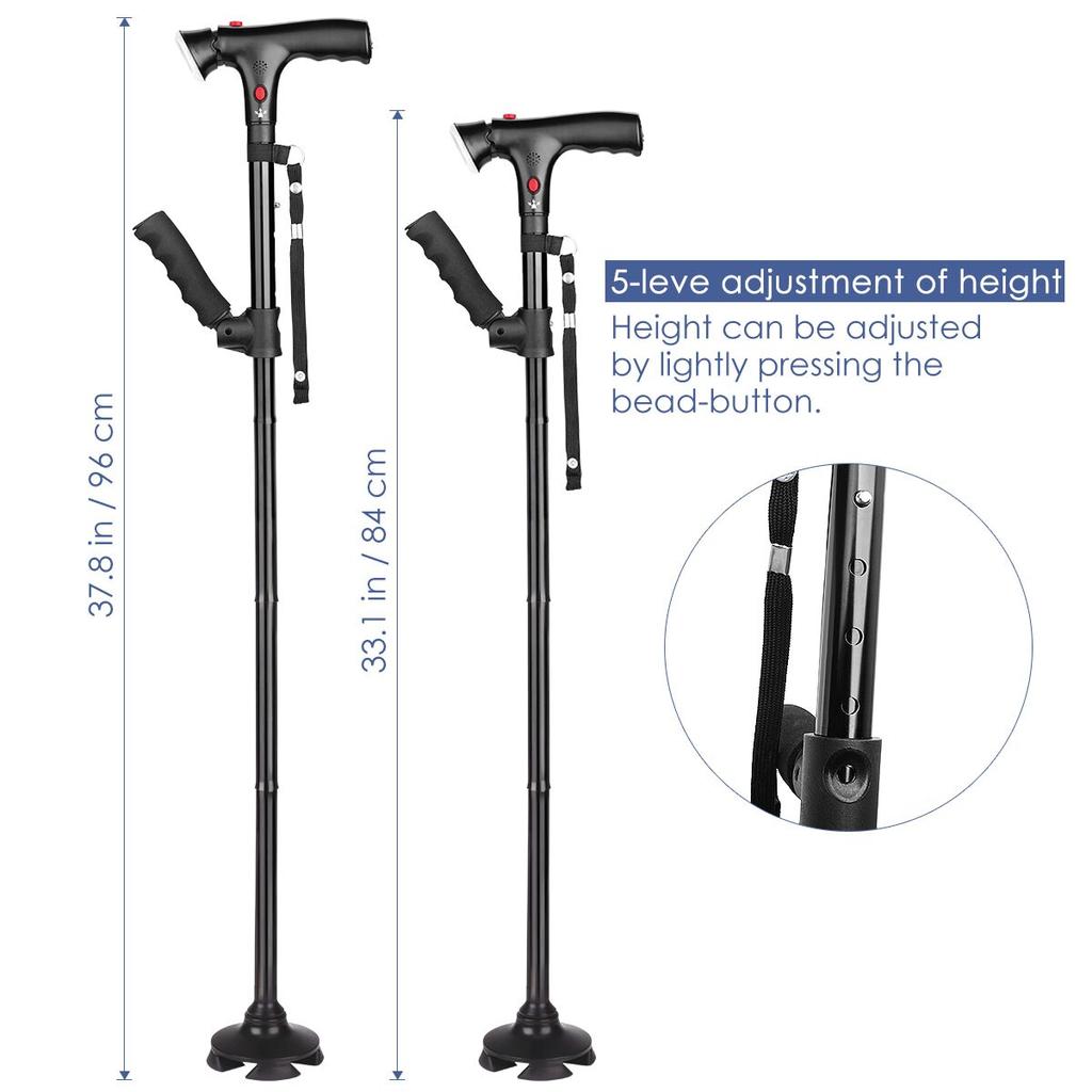 Collapsible Walking Cane with LED Light and Alarm by HitMyNeed