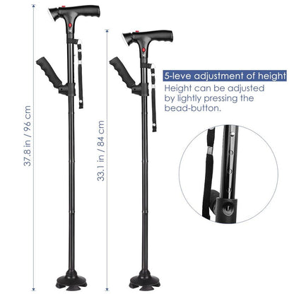Collapsible Walking Cane with LED Light and Alarm by HitMyNeed