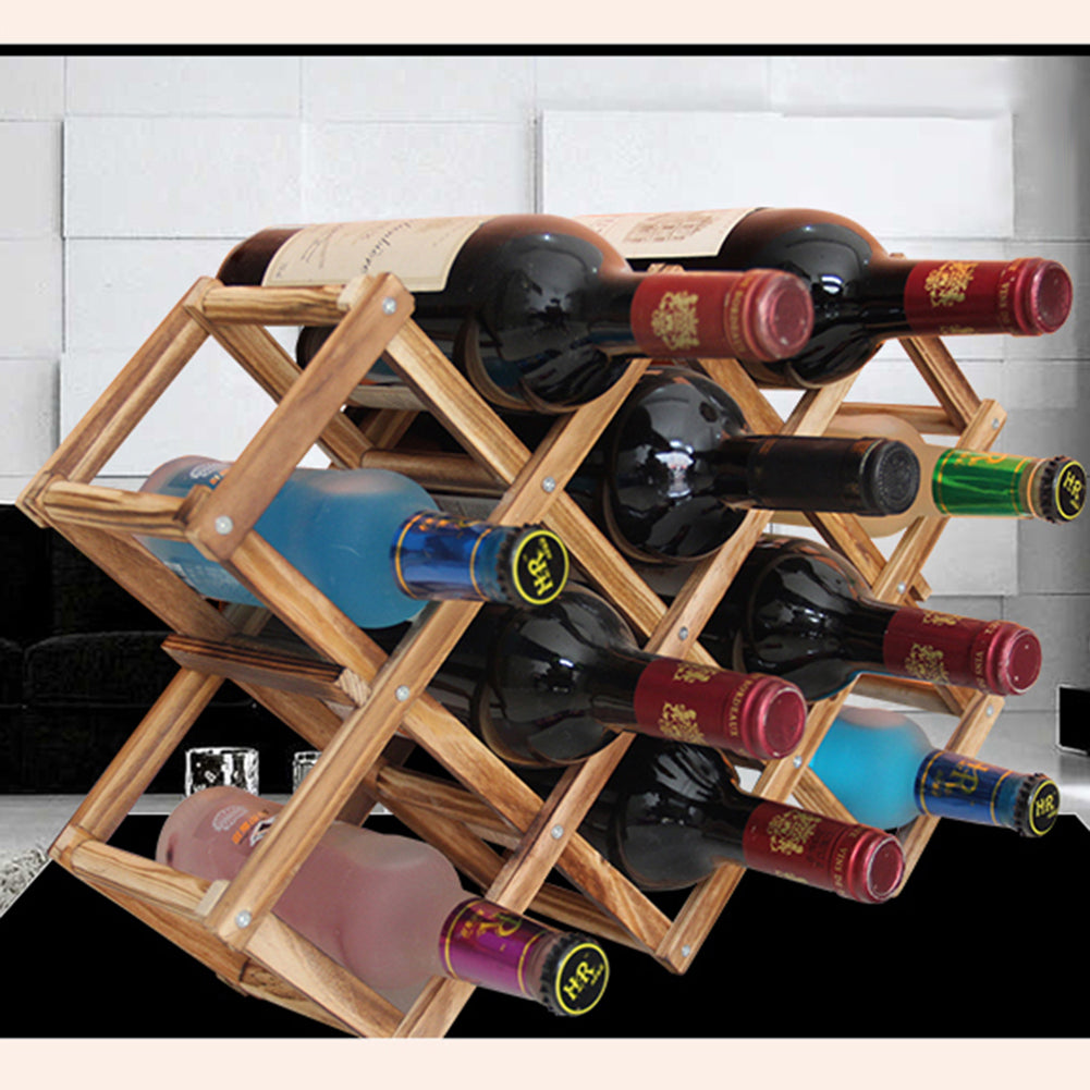 Collapsible Wooden Wine Rack for 10 Bottles by HitMyNeed
