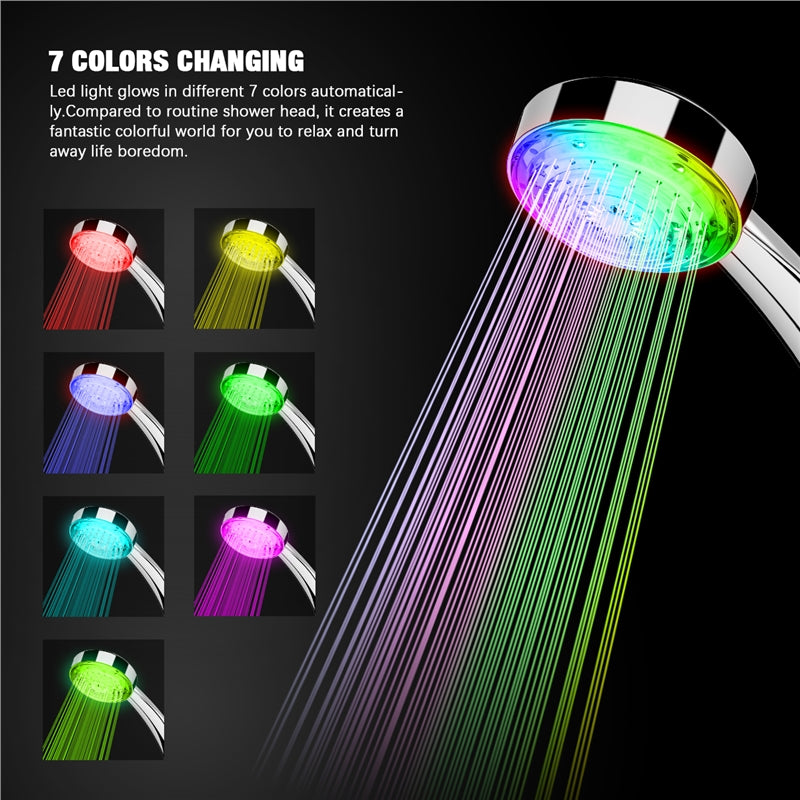 Color Changing LED Shower Head with No-Battery Power by HitMyNeed