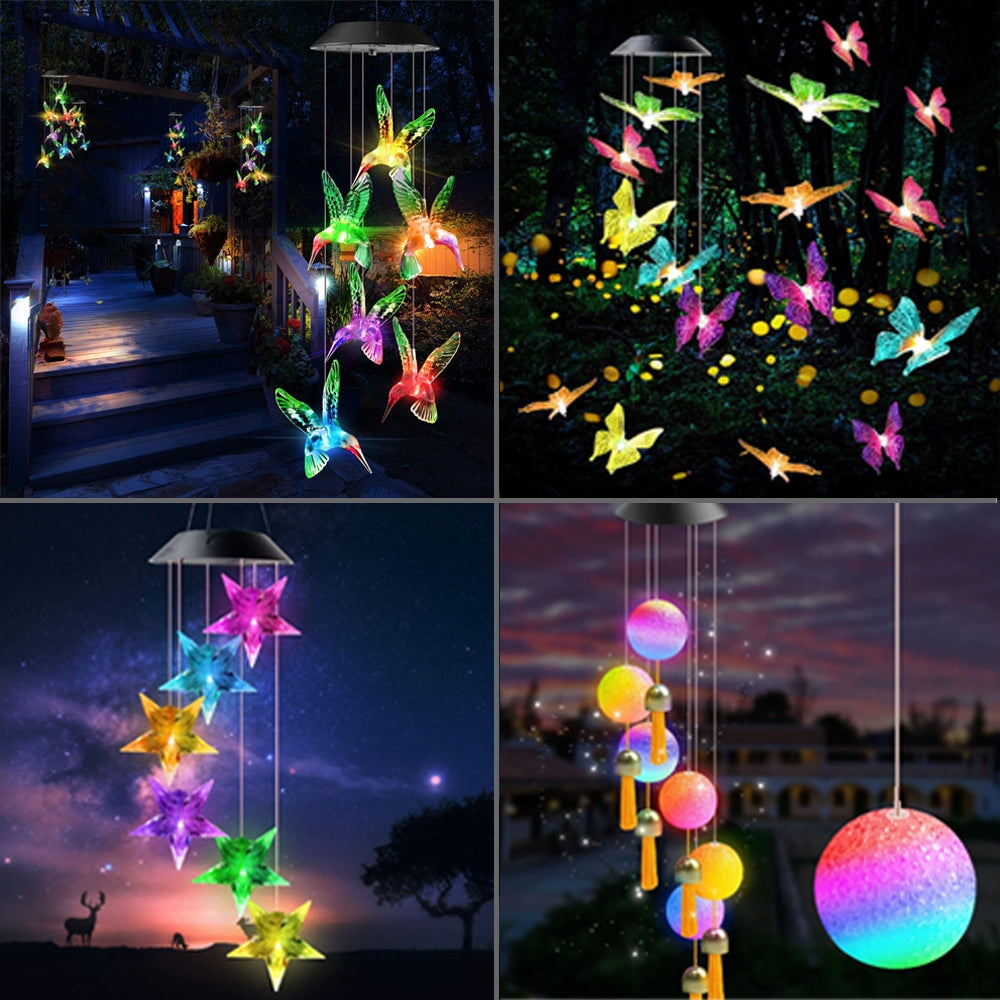 Color Changing Solar Hummingbird Wind Chime Light by HitMyNeed