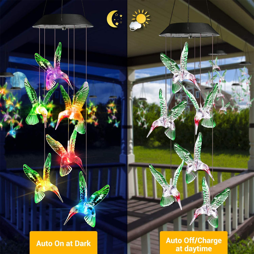 Color Changing Solar Hummingbird Wind Chime Light by HitMyNeed