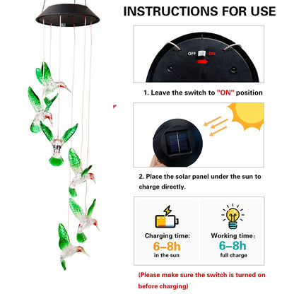 Color Changing Solar Hummingbird Wind Chime Light by HitMyNeed