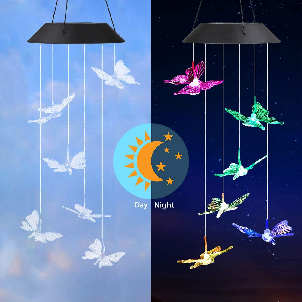 Color Changing Solar Hummingbird Wind Chime Light crystal-butterfly by HitMyNeed