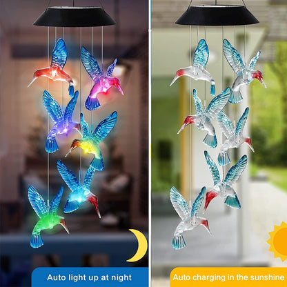 Color Changing Solar Hummingbird Wind Chime Light hummingbird-b by HitMyNeed