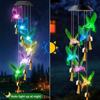 Color Changing Solar Hummingbird Wind Chime Light hummingbird-bell by HitMyNeed