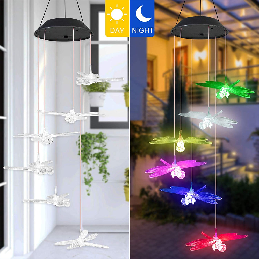 Color Changing Solar Hummingbird Wind Chime Light transparent-dragonfl by HitMyNeed