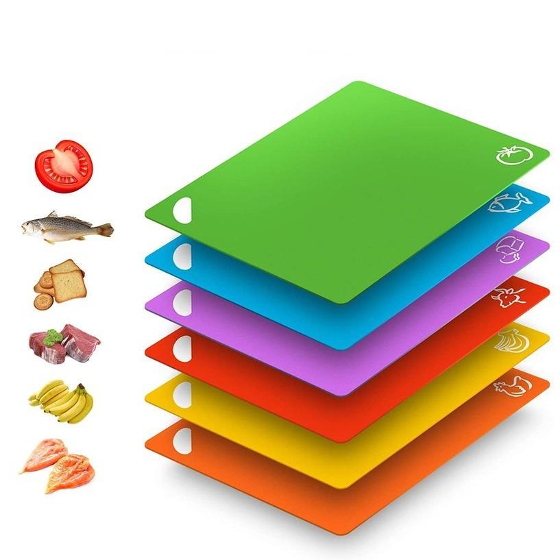 Color-Coded Plastic Chopping Board Set (6 Piece) by HitMyNeed