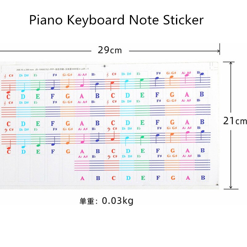 Color Piano Note Stickers for Keyboard Learning by HitMyNeed