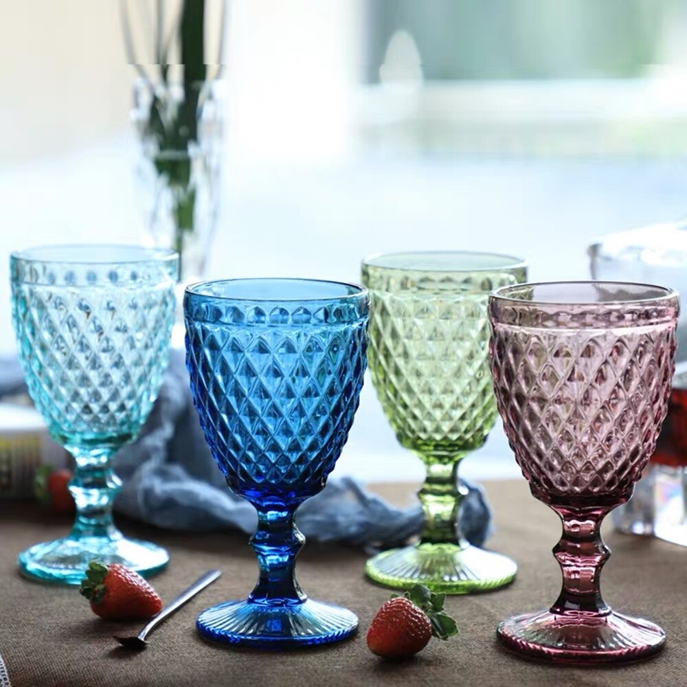 Colored Goblet Wine Glass Set of 4, 300ml by HitMyNeed