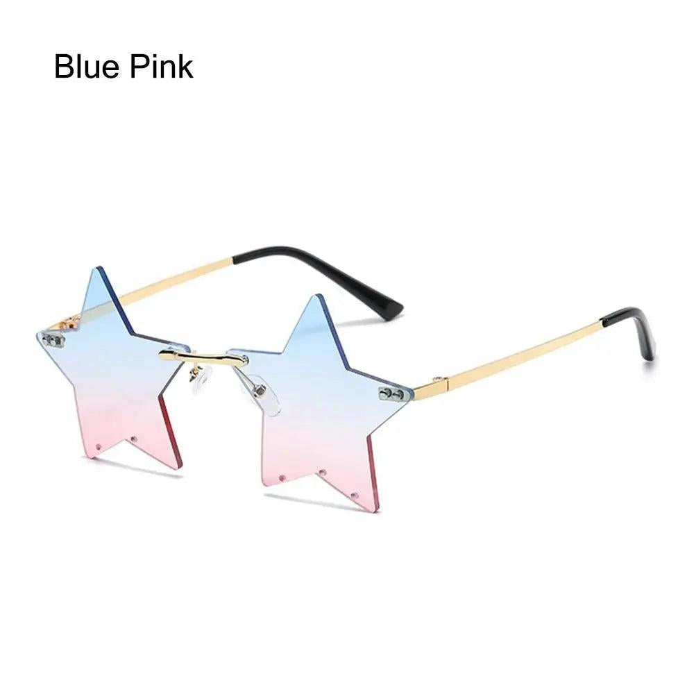 Colored Lens Star Shaped Eyeglasses with UV Protection a-blue-pink by HitMyNeed