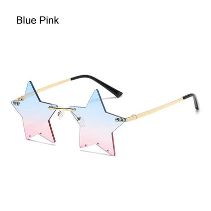 Colored Lens Star Shaped Eyeglasses with UV Protection a-blue-pink by HitMyNeed