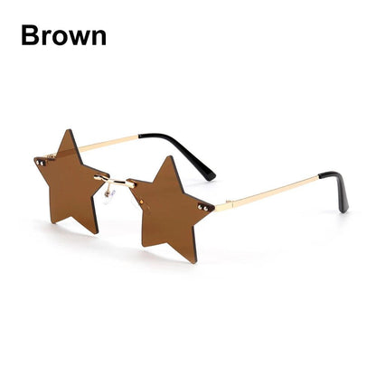 Colored Lens Star Shaped Eyeglasses with UV Protection a-brown by HitMyNeed