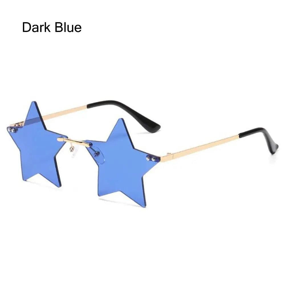 Colored Lens Star Shaped Eyeglasses with UV Protection a-dark-blue by HitMyNeed