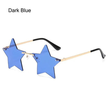 Colored Lens Star Shaped Eyeglasses with UV Protection a-dark-blue by HitMyNeed