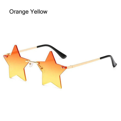 Colored Lens Star Shaped Eyeglasses with UV Protection a-orange-yellow by HitMyNeed