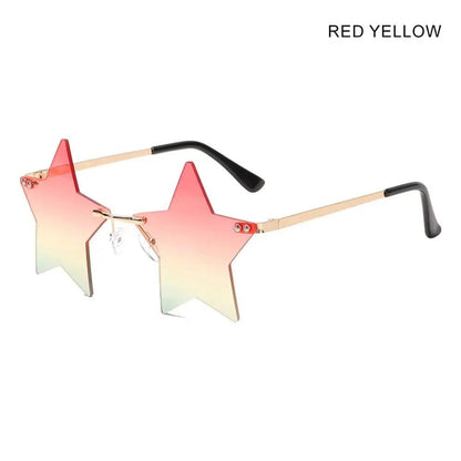 Colored Lens Star Shaped Eyeglasses with UV Protection red-yellow by HitMyNeed