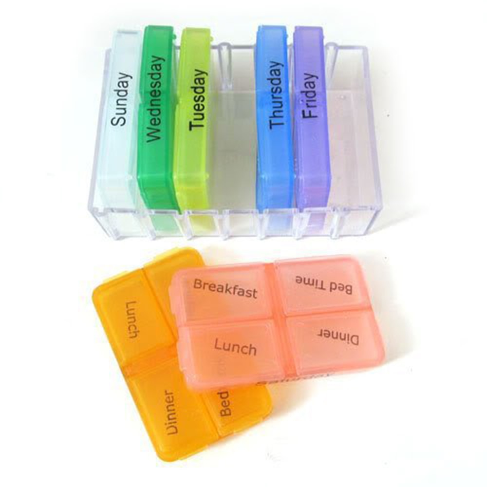 Colorful 28-Grid Weekly Pill Organizer Case by HitMyNeed