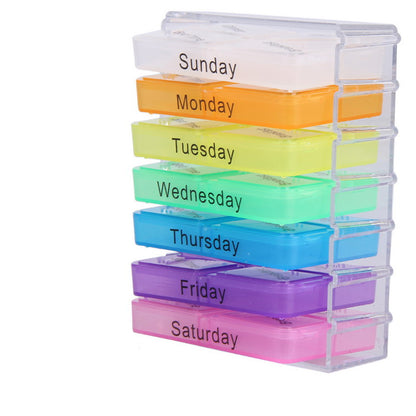 Colorful 7-Day Pill Box Organizer with 4 Slots by HitMyNeed