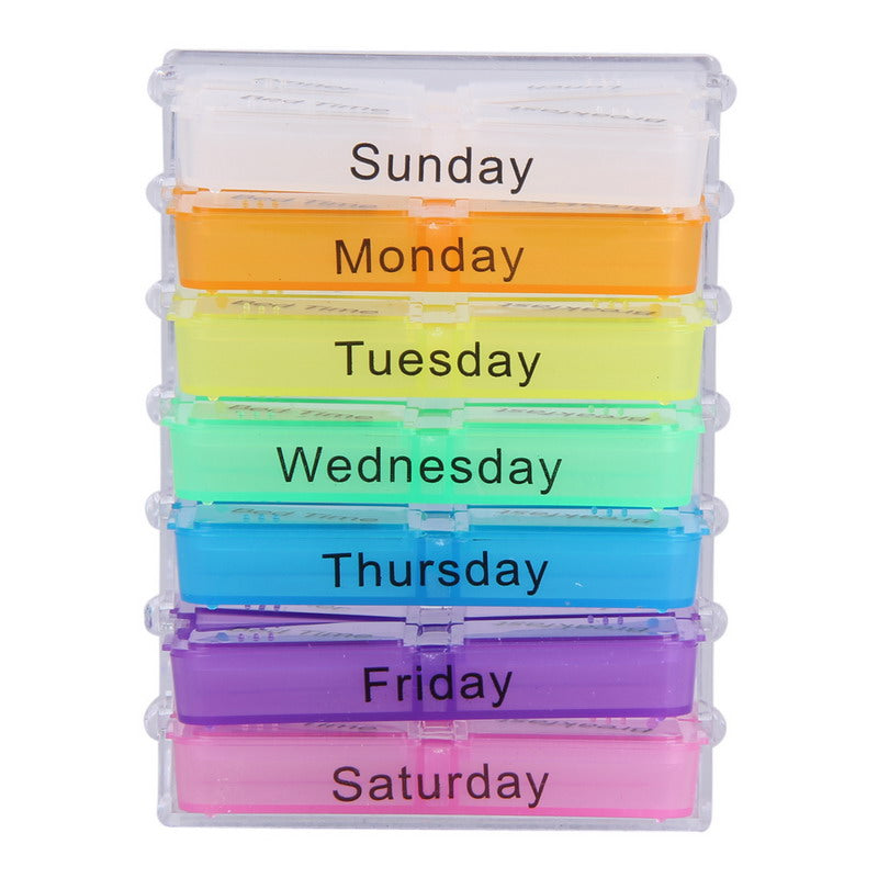 Colorful 7-Day Pill Box Organizer with 4 Slots by HitMyNeed
