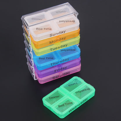 Colorful 7-Day Pill Box Organizer with 4 Slots by HitMyNeed